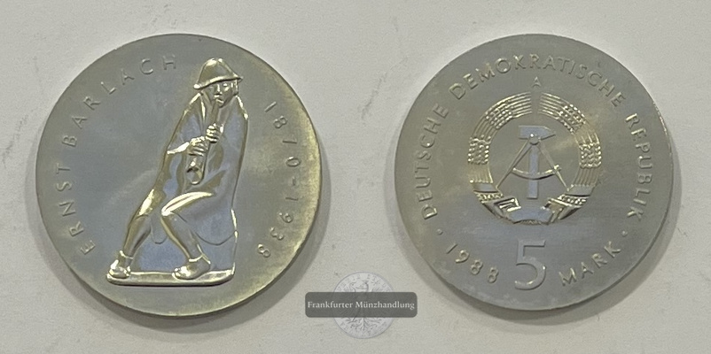  Deutschland DDR 5 Mark 1988 Ernst Barlach FM-Frankfurt   