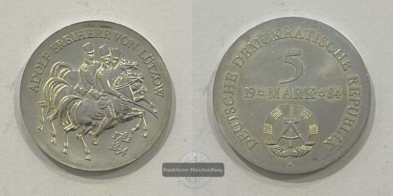  Deutschland DDR 5 Mark 1984 Adolf Freiherr von Lützow FM-Frankfurt   