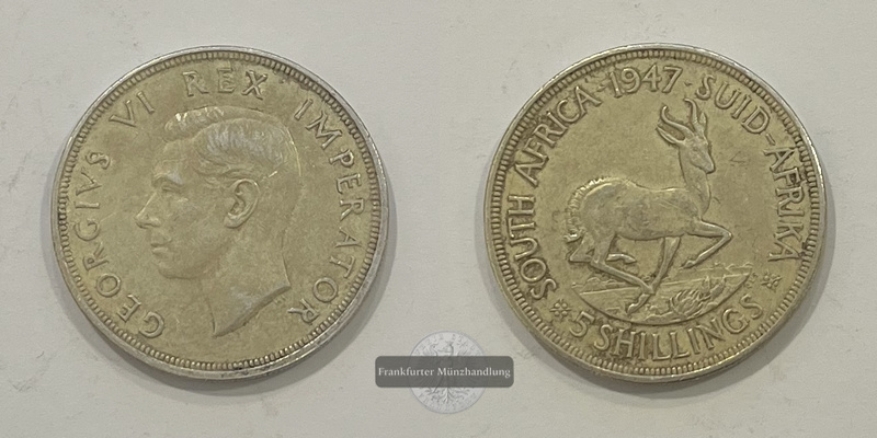  Süd Afrika 1947 5 Shillings George VI Rex Imperator KM#31 FM-Frankfurt Feinsilber: 22,4g   