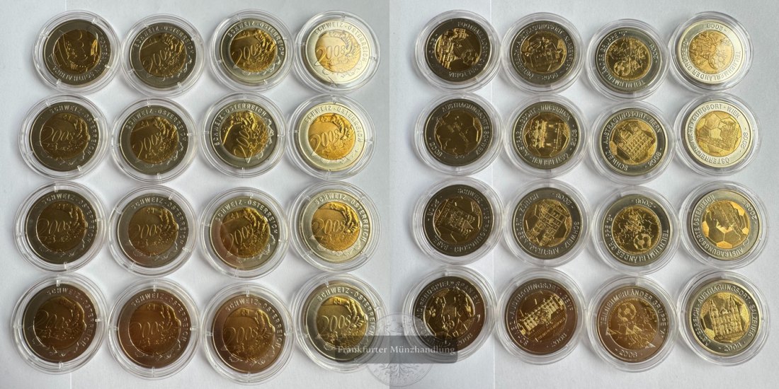  Lot: Österreich 16x Medaillen UEFA Euro 2008 (Austria) 2008 + Box FM-Frankfurt Bimetall: 208g   