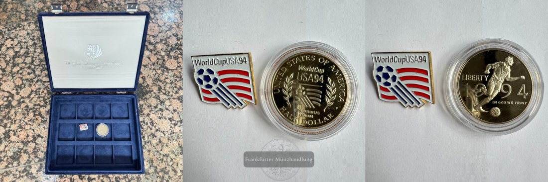  USA WorldCup USA 1/2 Dollar 1994 + Box FM-Frankfurt CuNi: 11,34g   