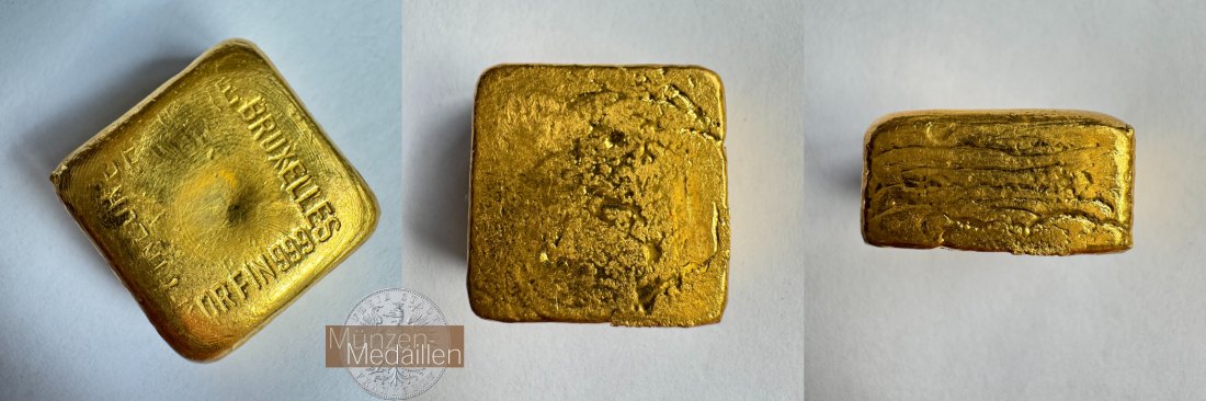 Brüssel 100g 999er Goldbarren (Selten) MM-Frankfurt Fein-& Reingewicht: 99,98g   