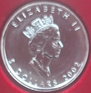  Kanada, 5 Dollar 2002 Elizabeth II 1oz Silber 999,9/1000 =31,1g fein lose   