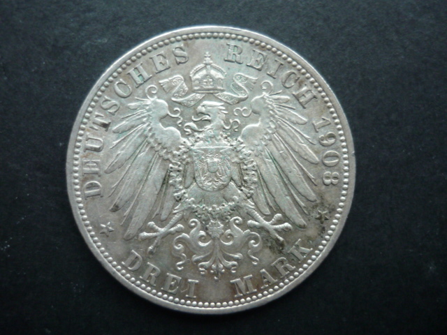  SACHSEN MEININGEN 1908 SILBERMÜNZE!   