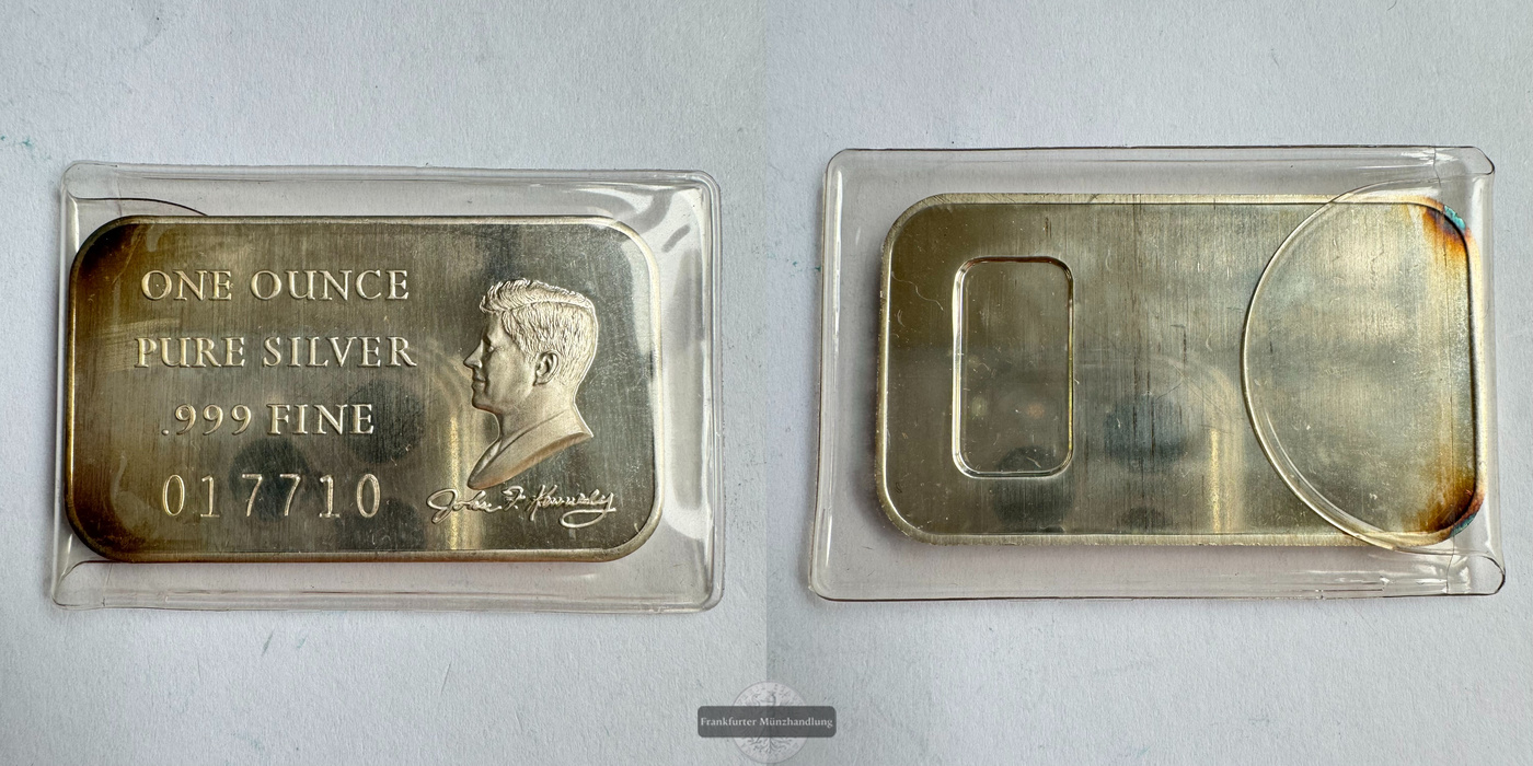  USA 1oz Silberbarren US-Präsident Kennedy 0.999er FM-Frankfurt Feinsilber: 1oz   
