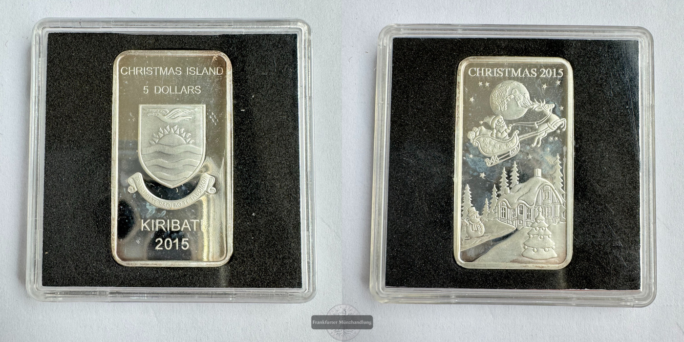 Kiribati 5 Dollars (Christmas Island - Winter scene) 2015 FM-Frankfurt Feinsilber: 20g   