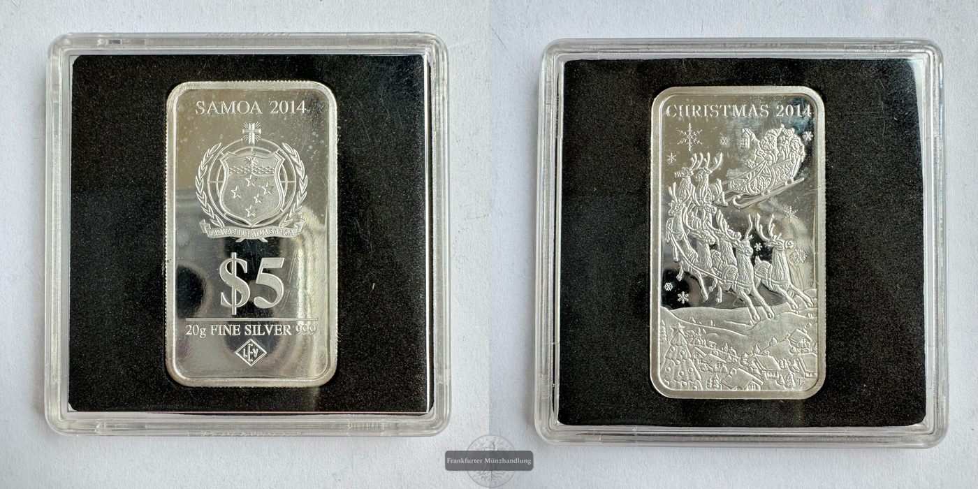  Samoa 5 Dollars (Winter scene) 2014 FM-Frankfurt Feinsilber: 20g   