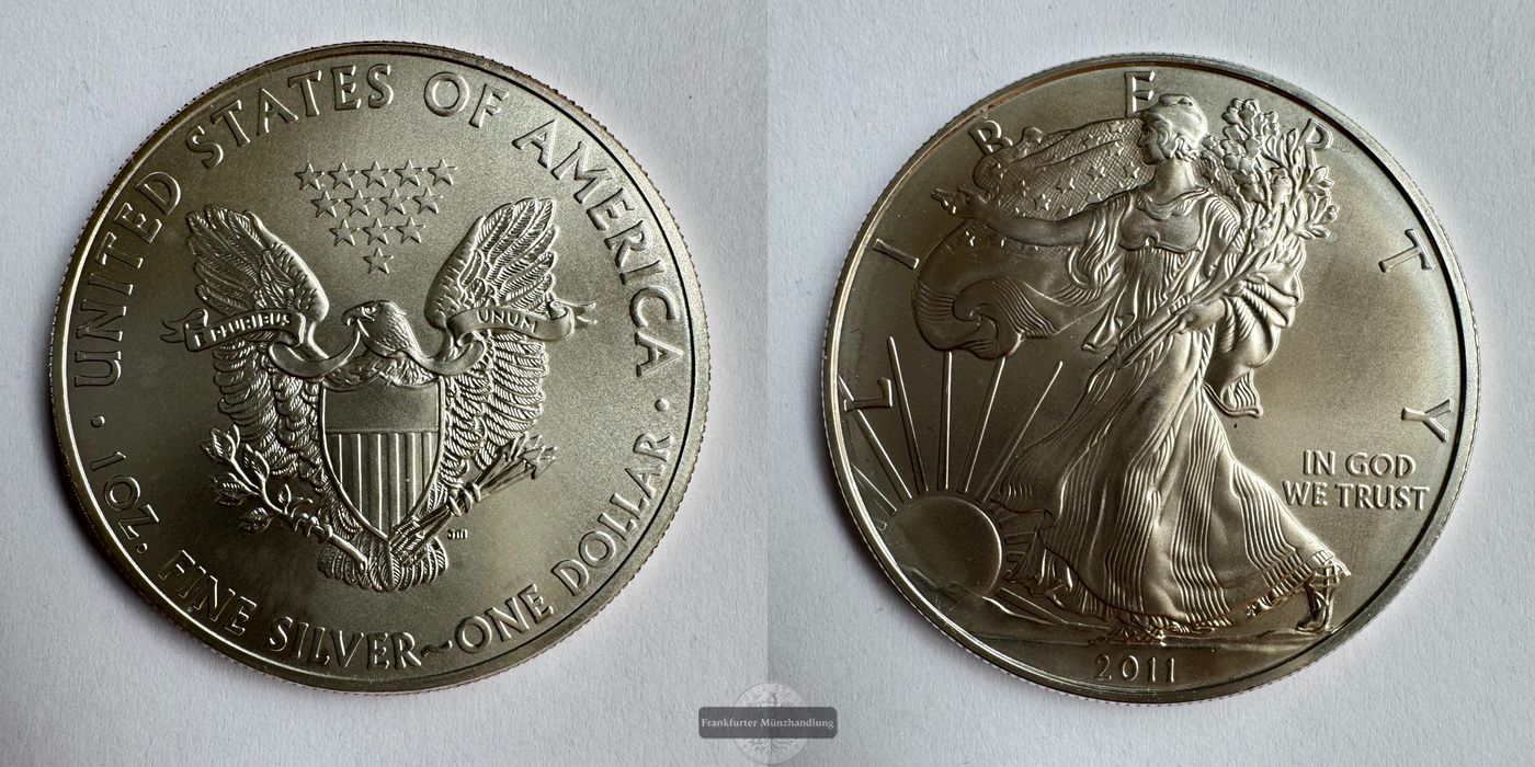  USA 1 Dollar 2011 (1986-2021) Walking Liberty FM-Frankfurt KM#273 Feinsilber: 31,1g   