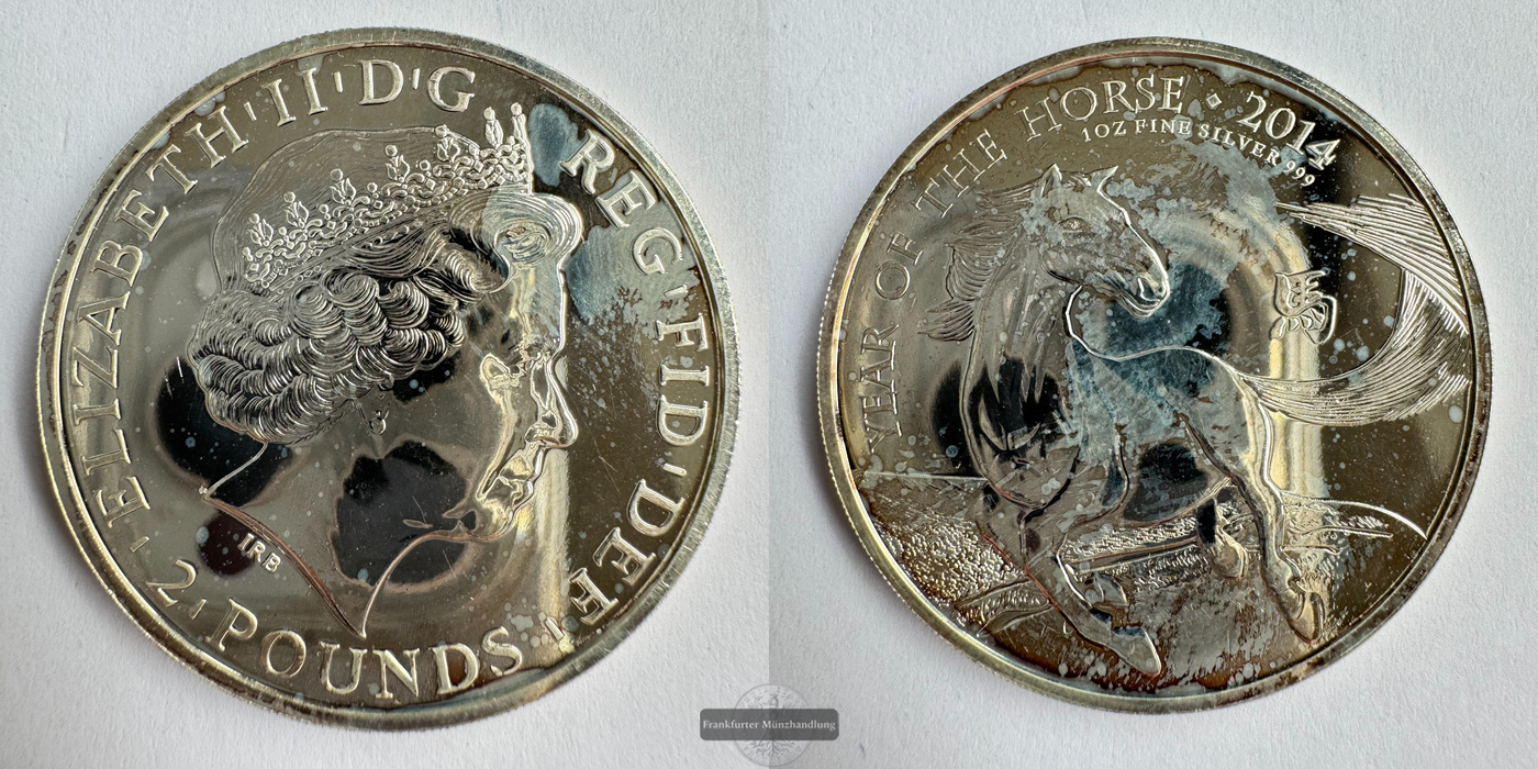  Großbritannien  2 Pounds Year of the Horse 2014  FM-Frankfurt KM#1281 Feinsilber: 31,1g   