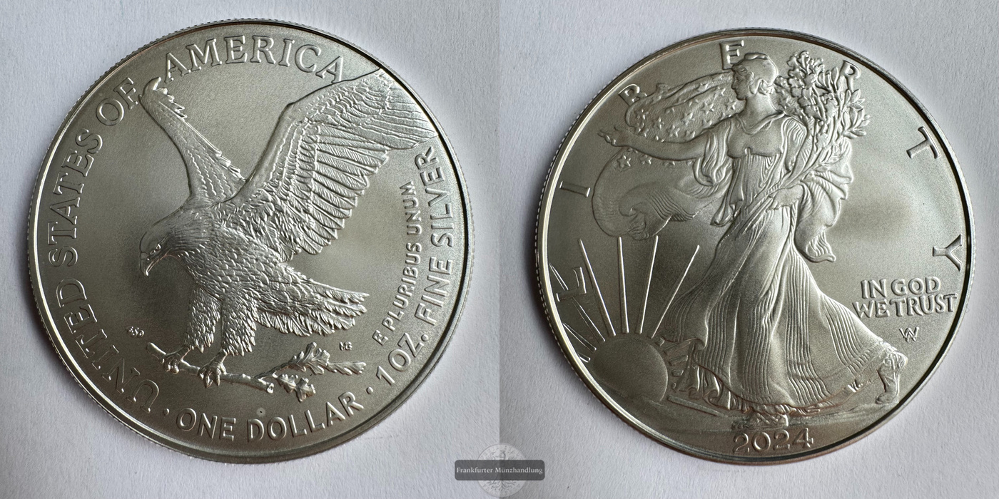  USA  1 Dollar 2024 (2021-25) American Silver Eagle  FM-Frankfurt KM#746 Feinsilber: 31,06g   
