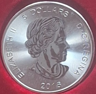  Kanada, 5 Dollar 2016 Elizabeth II 1oz Silber 999,9/1000 =31,1g fein lose   