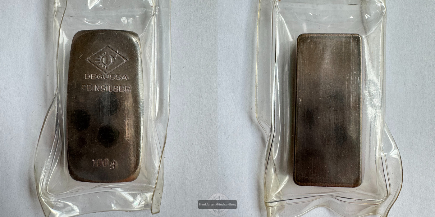  Deutschland Silberbarren 100g Degussa FM-Frankfurt Feinsilber: 99,9g   