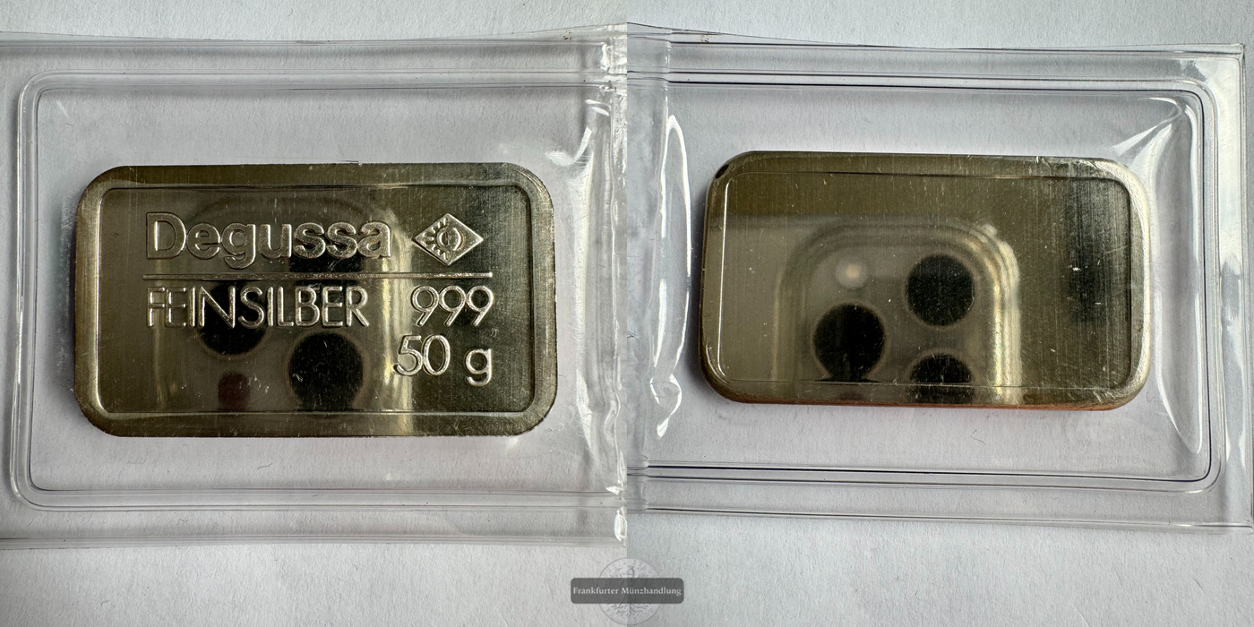 Degussa  Silberbarren 50g  FM-Frankfurt  Feinsilber: 50g   