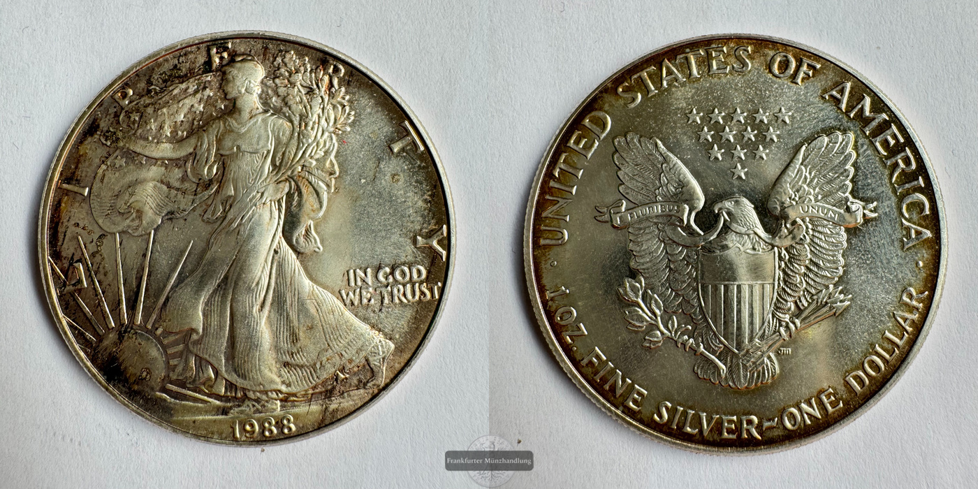  USA 1 Dollar 1988 (1986-2021) Walking Liberty FM-Frankfurt KM#273 Feinsilber: 31,1g   