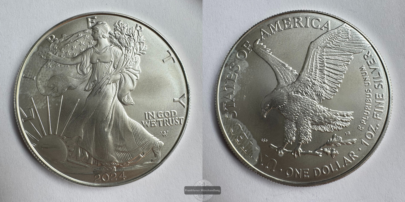  USA  1 Dollar 2024 (2021-25) American Silver Eagle  FM-Frankfurt KM#746 Feinsilber: 31,06g   