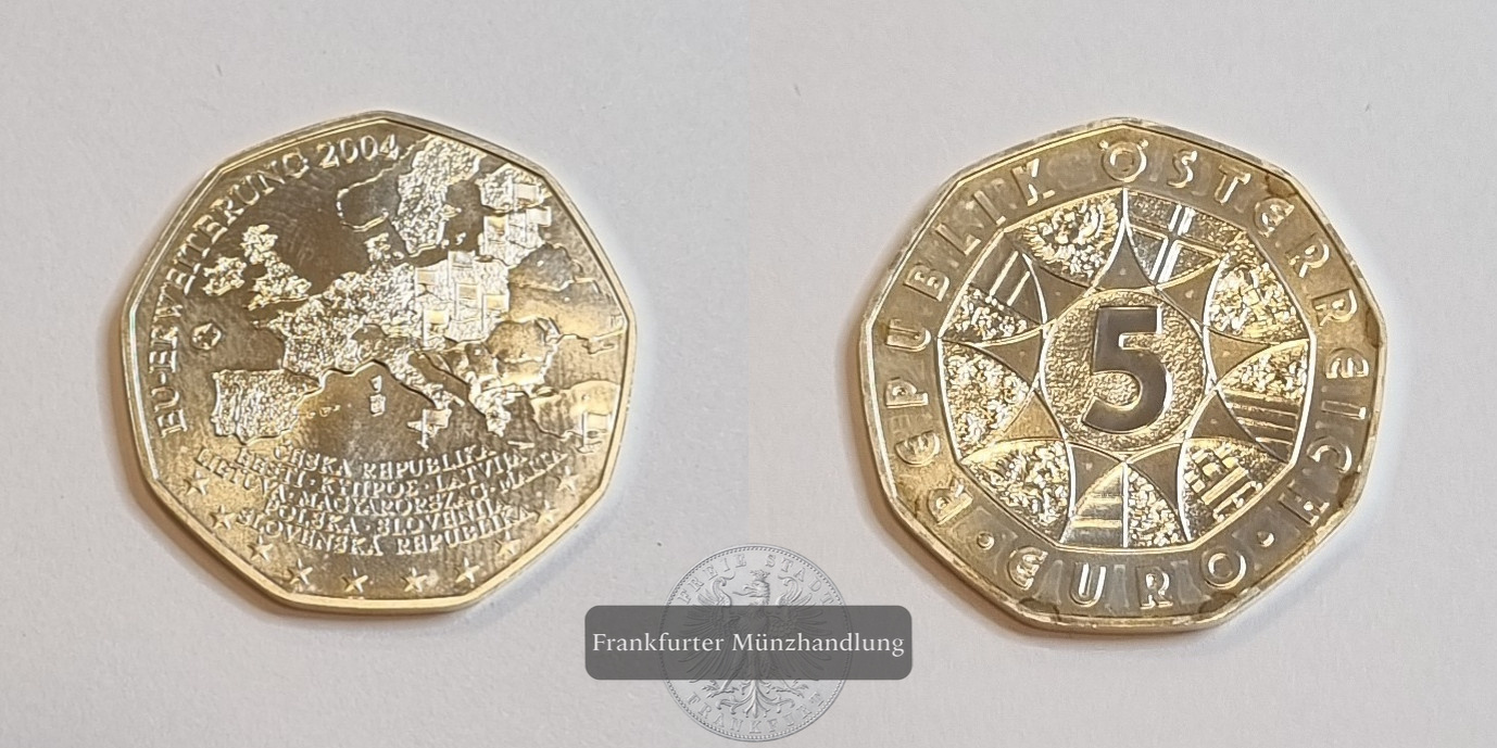  Österreich 5 EURO 2004 Enlargement of the European Union FM-Frankfurt Feinsilber: 8g   