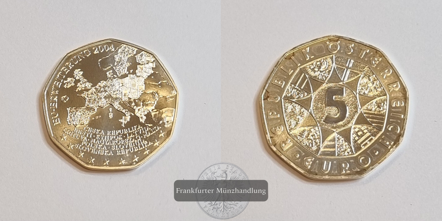  Österreich 5 EURO 2004 Enlargement of the European Union FM-Frankfurt Feinsilber: 8g   