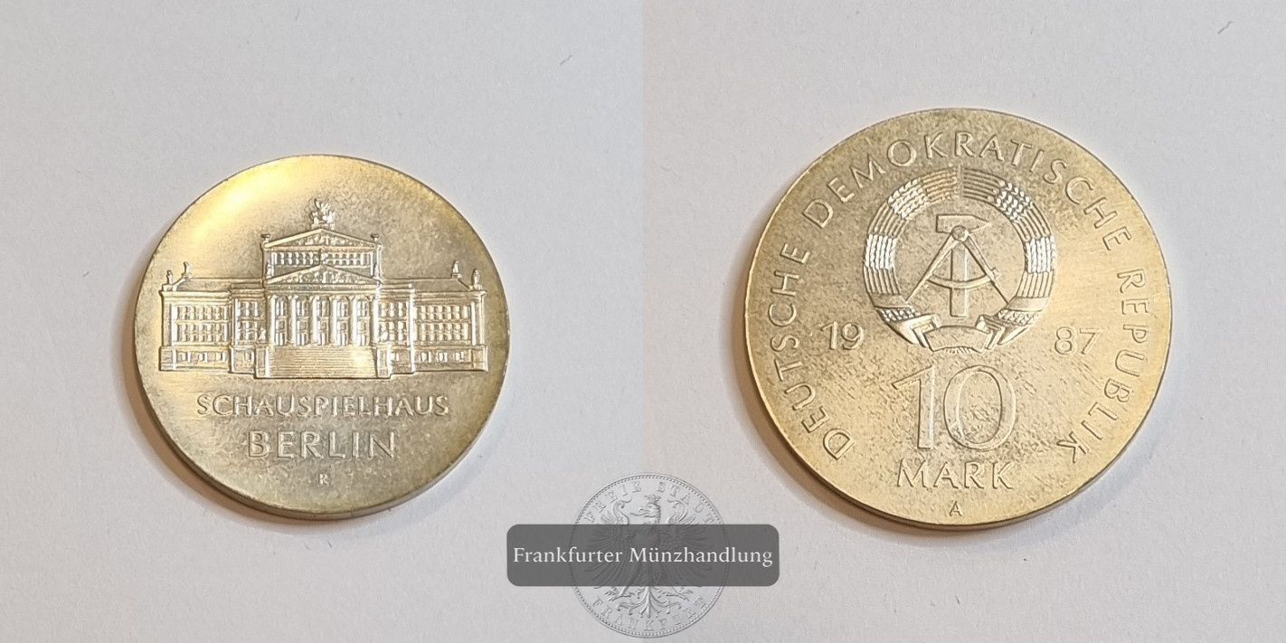  Deutschland (DDR) 10 Mark 1987 Schauspielhaus Berlin FM-Frankfurt Feinsilber: 8,5g   