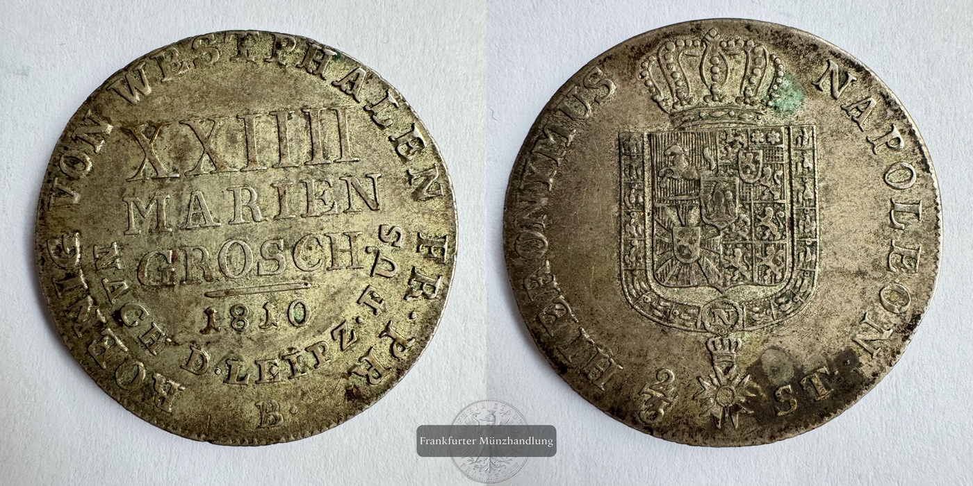  HRR dt. Nation, 24 Mariengroschen Jérôme Bonaparte 1810 FM-Frankfurt KM#110 Feinsilber: 13g   