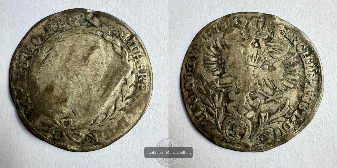 Österreich 5 Kreuzer Maria Theresia 1772 (1770-75) FM-Frankfurt KM#17 Feinsilber: 0,876g   