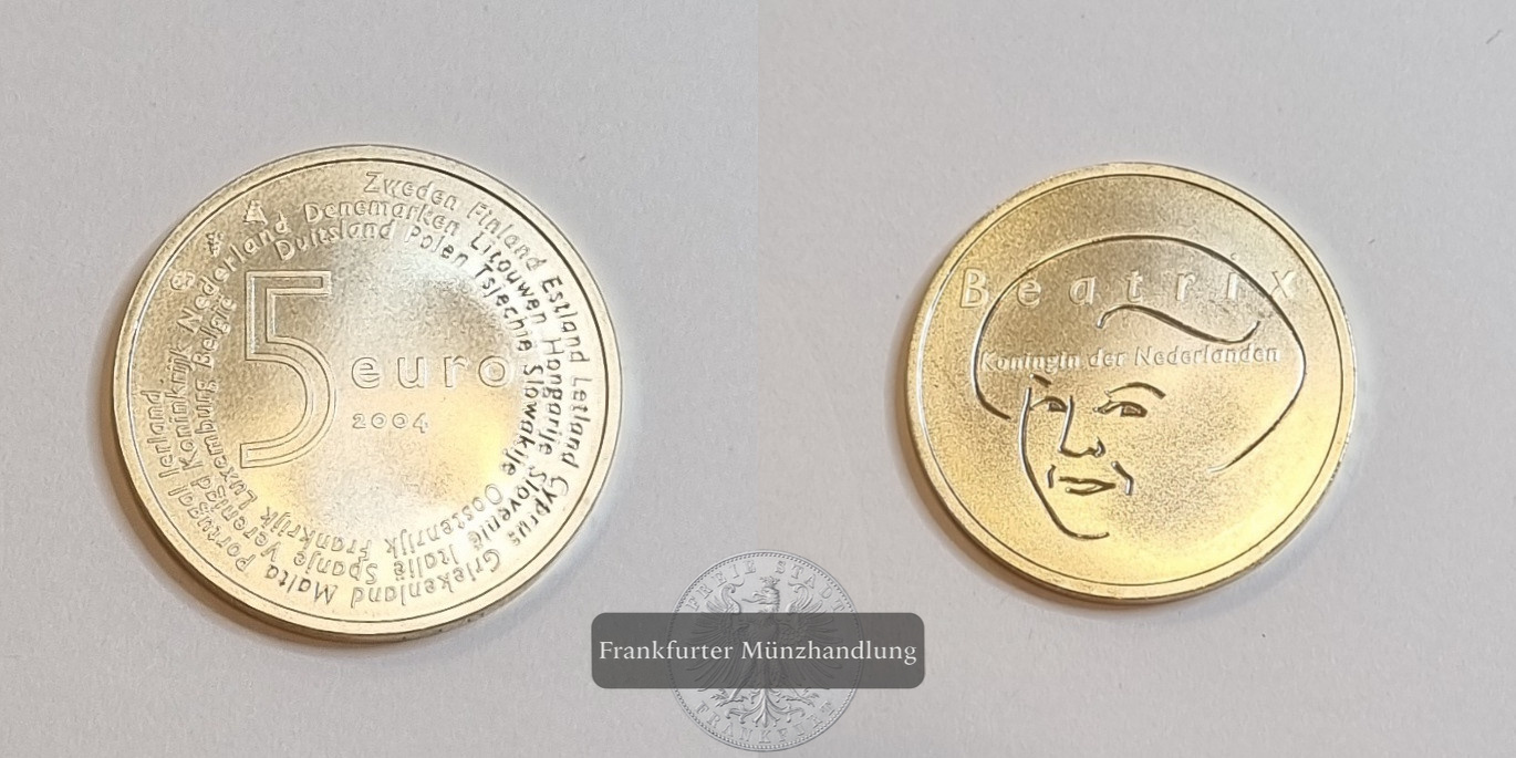  Niederlande 5 EURO 2004 Beatrix Königin der Niederlande FM-Frankfurt Feinsilber: 11g   