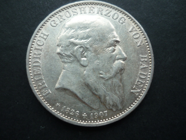  Baden 5 Mark 1907 SELTEN!!   