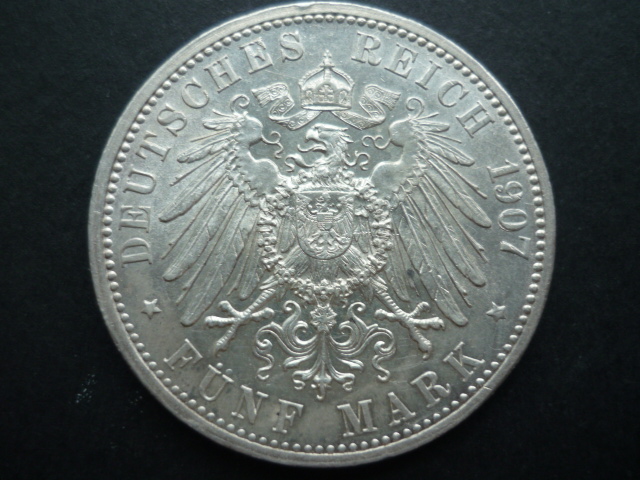  Baden 5 Mark 1907 SELTEN!!   