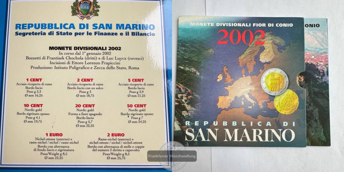  San Marino  Euro-Kursmünzensatz   2002   FM-Frankfurt   