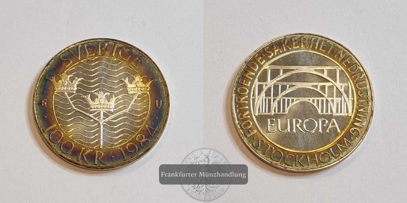  Schweden 100 Kronor 1984 Stockholm Konferenz FM-Frankfurt Feinsilber: 14,8g   