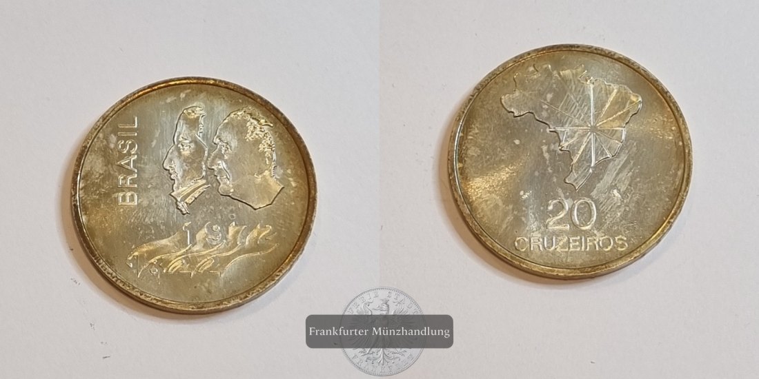  Brasilien 20 Cruzeiros 1972 150 Jahre Unabhängigkeit FM-Frankfurt Feinsilber: 16,23g   