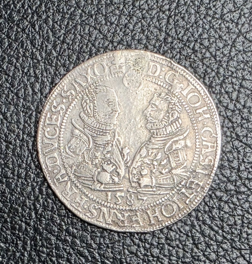  1/2 Taler 1587 Sachsen Coburg Saalfeld Johann Casimir und Johann Ernst 1572-1633   