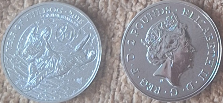  Großbritannien, 2POUNDS 2018 Elizabeth II 1oz Silber 999er =31,1g fein lose   
