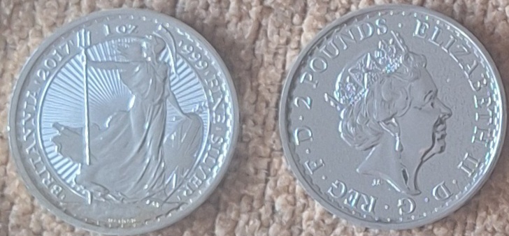  Großbritannien, 2POUNDS 2017 Elizabeth II 1oz Silber 999er =31,1g fein lose   