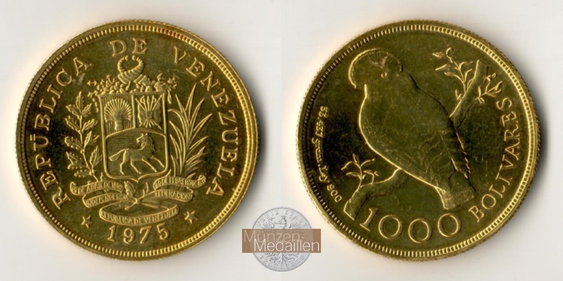 Venezuela MM-Frankfurt  Feingold: 30,09g 1000 Bolivares 1975 