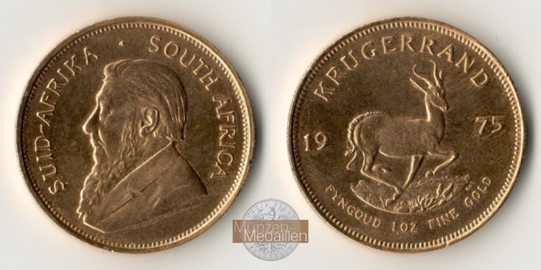 Süd Afrika  1oz MM-Frankfurt Feingold: 31,1g Krügerrand 1975 