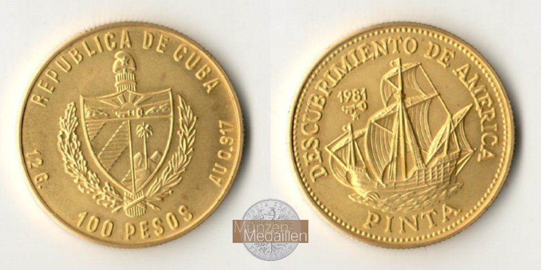Kuba MM-Frankfurt  Feingold: 11g 100 Pesos 1981 