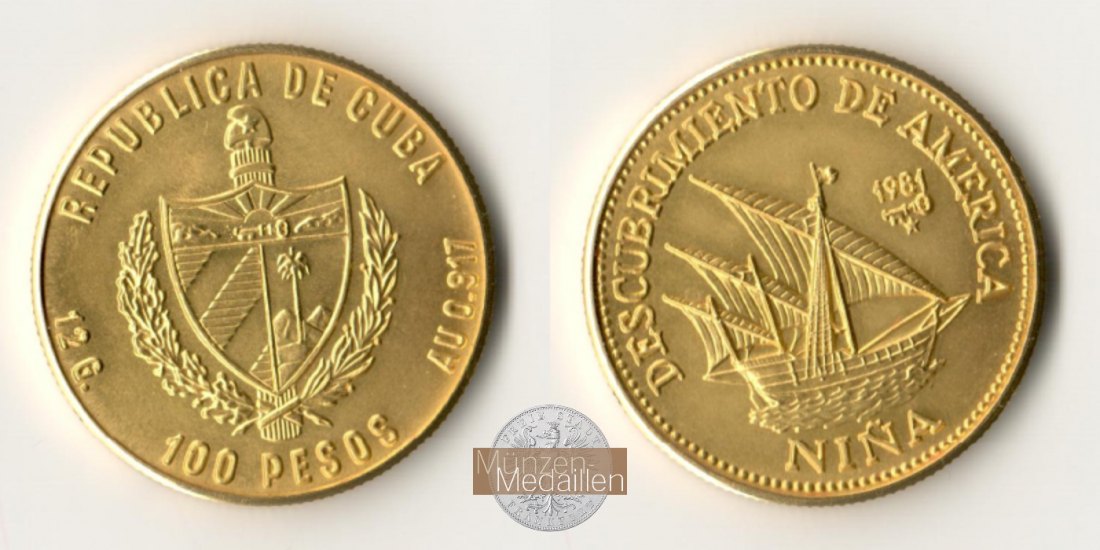 Kuba MM-Frankfurt  Feingold: 11g 100 Pesos 1981 