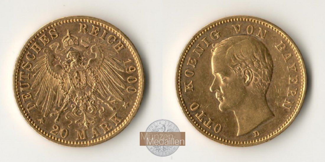 Bayern, Kaiserreich 20 Mark MM-Frankfurt KM#920 Feingold: 7,17g Otto 1900 D 