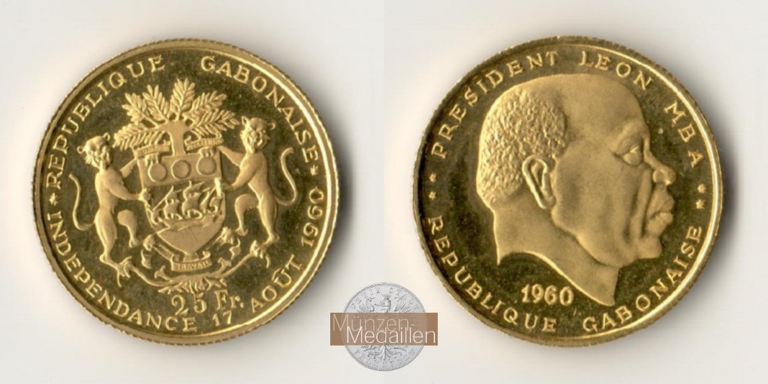 Gabun MM-Frankfurt Feingold: 7,2g 25Francs 1960 