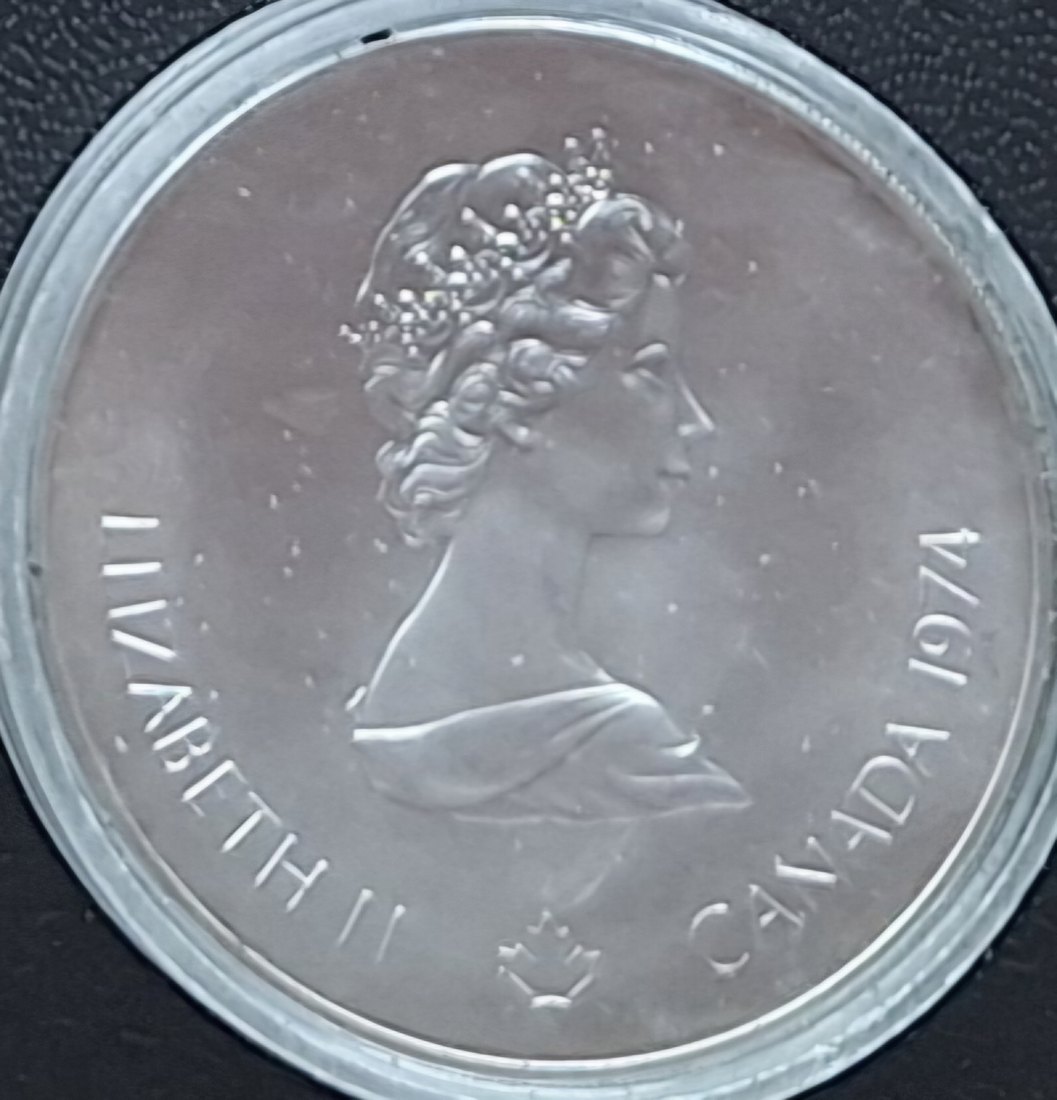  Kanada, 5 Dollar 1974 Elizabeth II XXI.Olympiade MONTREAL 925er Silber = 22,68g fein gekapselt   