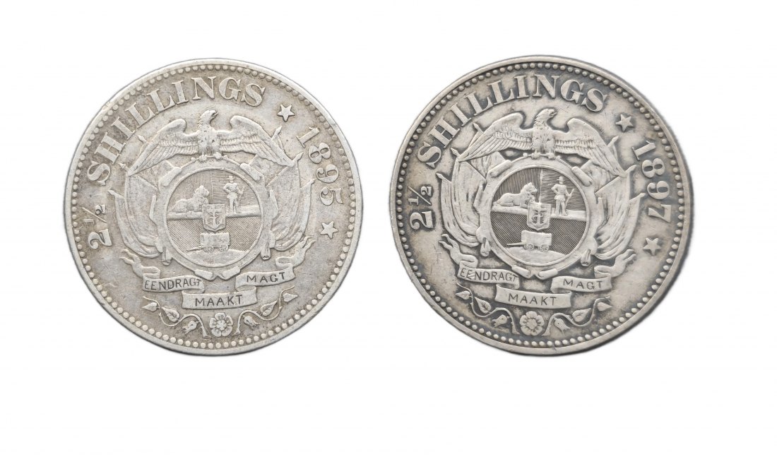 2x Silber 2½ Shillings 1895, 1897 - South Africa