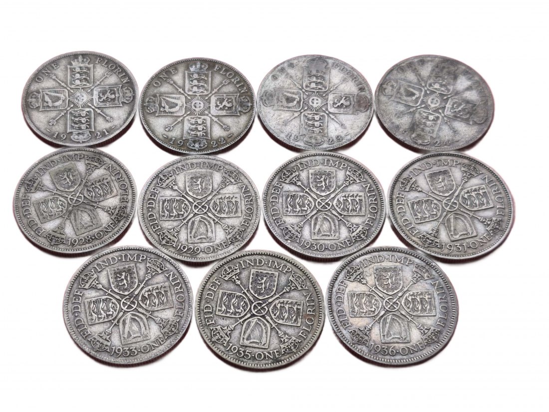 United Kingdom George V - 1 Florin (11 coins)