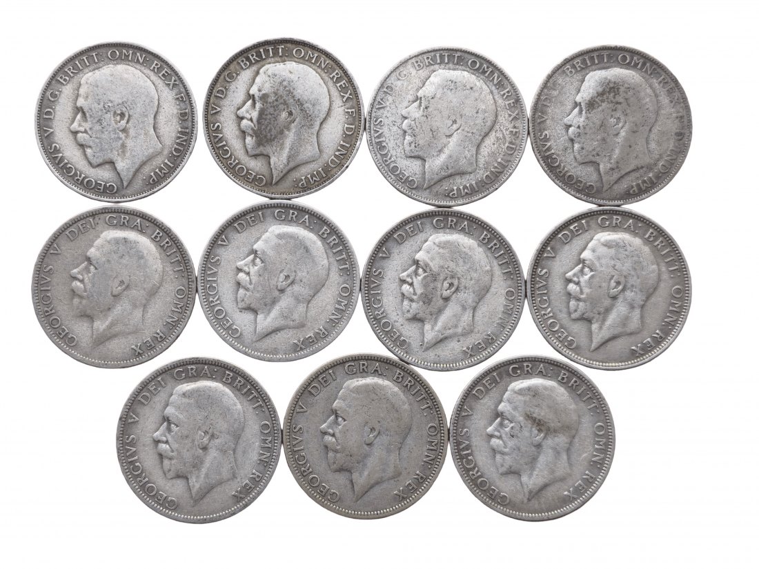  United Kingdom George V - 1 Florin (11 coins)   