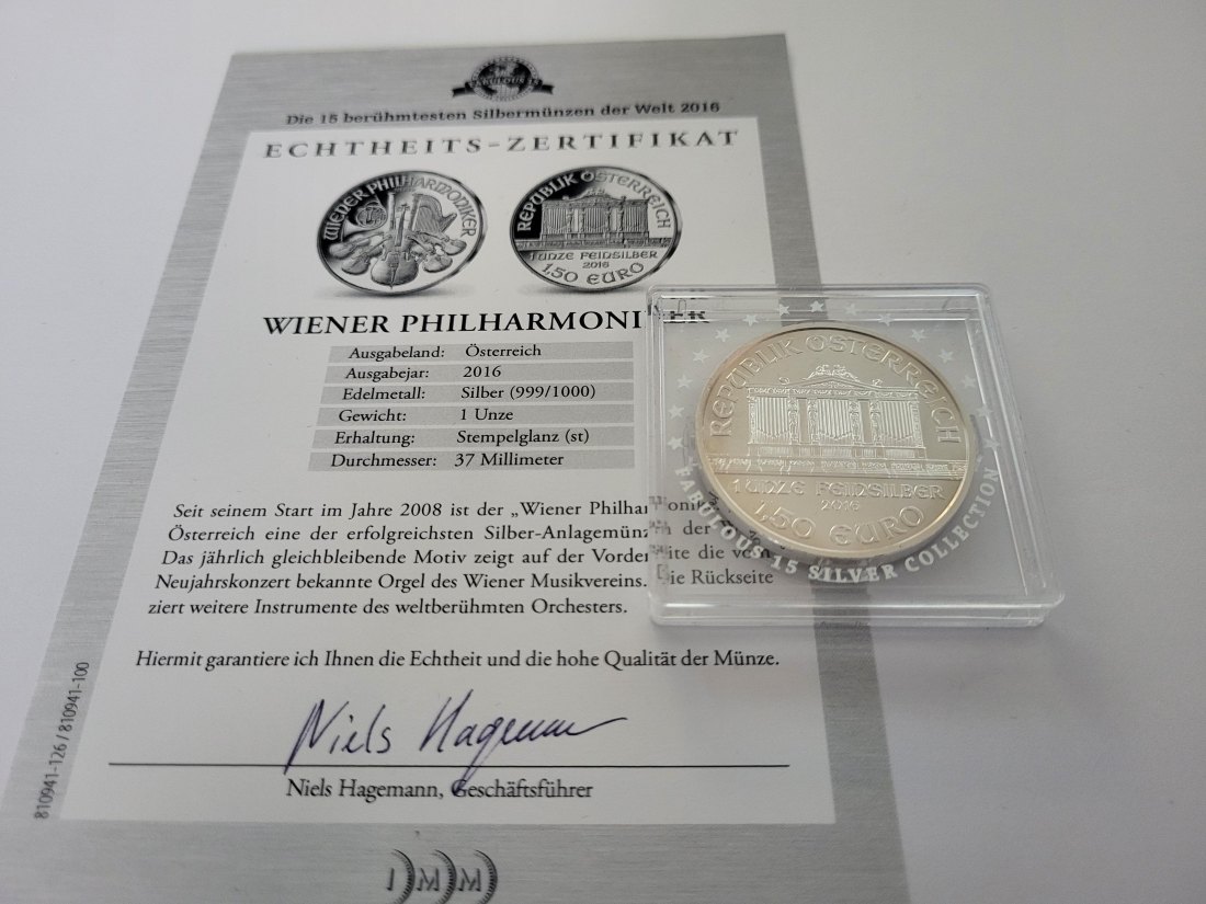  1,50 Euro 2016 Philharmoniker 1 Oz Die 15 berühmtesten Silbermünzen Österreich Spittalgold9800 (5455   