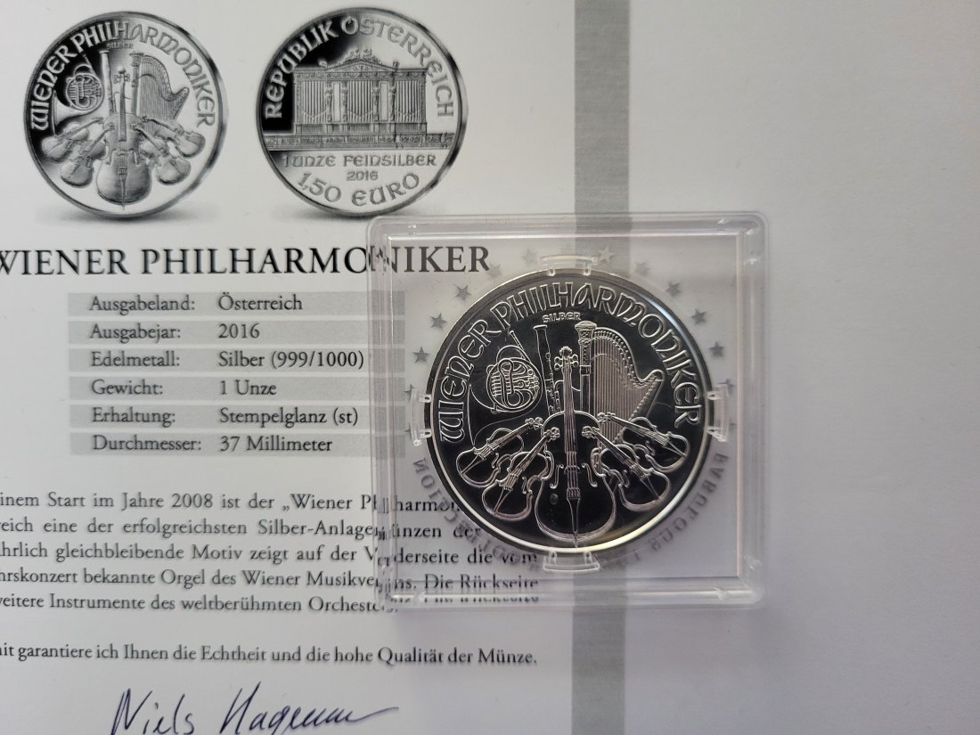  1,50 Euro 2016 Philharmoniker 1 Oz Die 15 berühmtesten Silbermünzen Österreich Spittalgold9800 (5455   