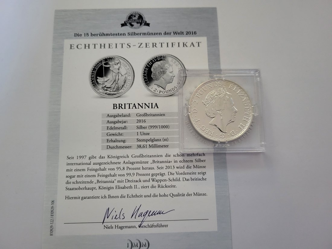  2 Pounds 2016 Britannia 1 Oz Die 15 berühmtesten Silberm der Großbritannien Spittalgold9800 (5455   