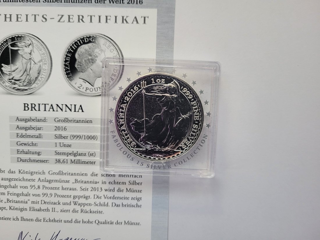  2 Pounds 2016 Britannia 1 Oz Die 15 berühmtesten Silberm der Großbritannien Spittalgold9800 (5455   