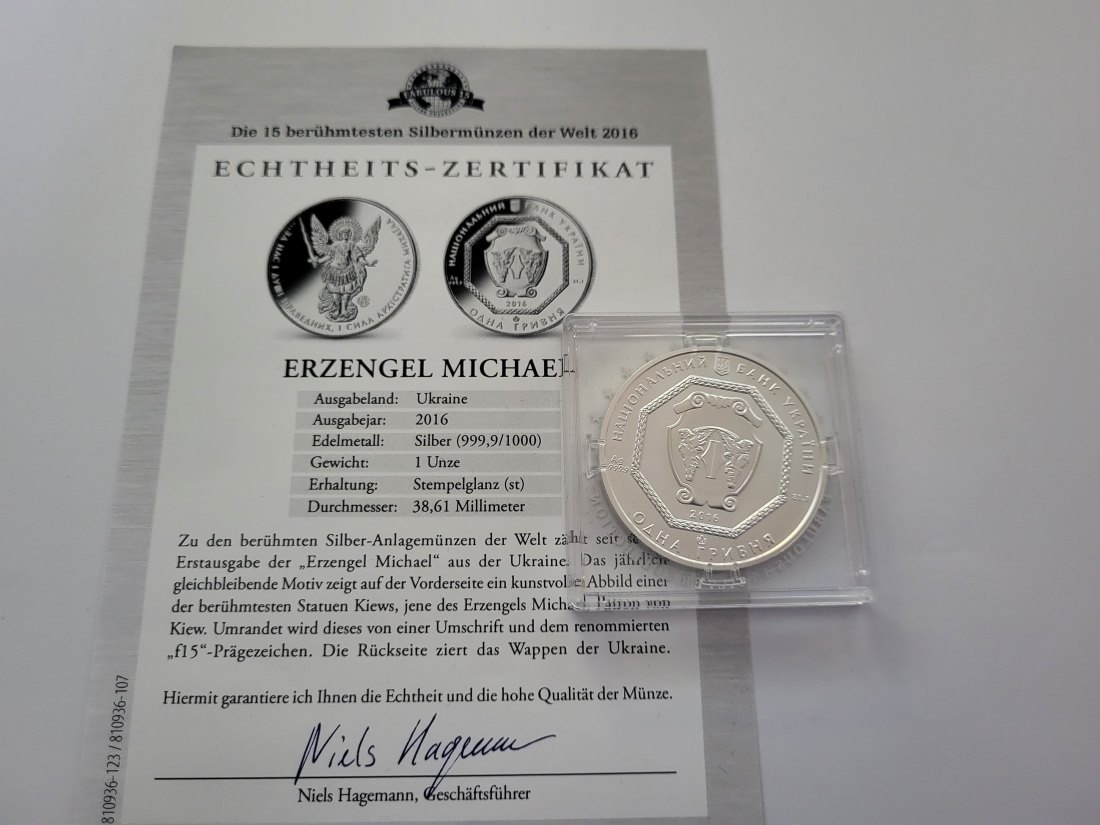  Erzengel Michael 2016 1 Oz Die 15 berühmtesten Silbermünzen der Welt Ukraine Spittalgold9800 (5455   
