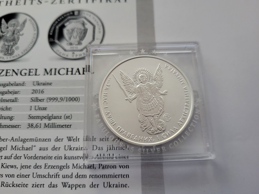  Erzengel Michael 2016 1 Oz Die 15 berühmtesten Silbermünzen der Welt Ukraine Spittalgold9800 (5455   