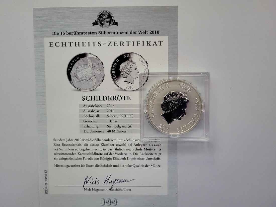  2 Dollars 2016 Schildkröte 1 Oz Die 15 berühmtesten Silbermünzen der Welt Niue Spittalgold9800 (5455   